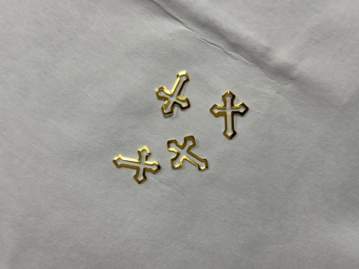 Metal Charms Gold Crosses 4pc #2