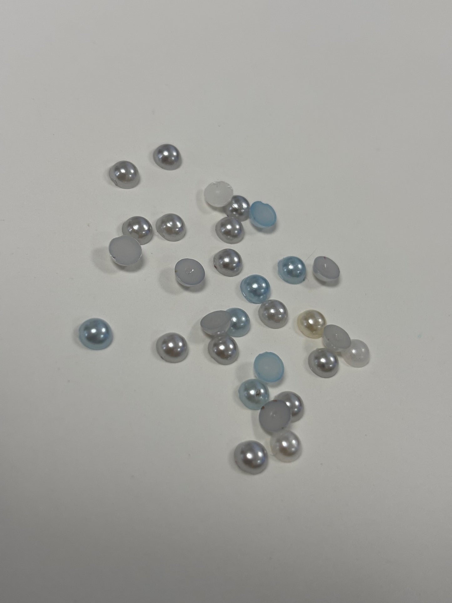 Baby Blue & White Pearl Charms 30 pc 4mm