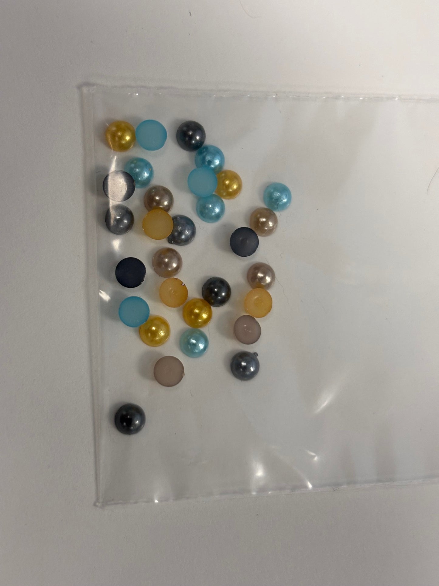 Blue, Gold Grey Mix Pearl Charms 30 pc 4mm