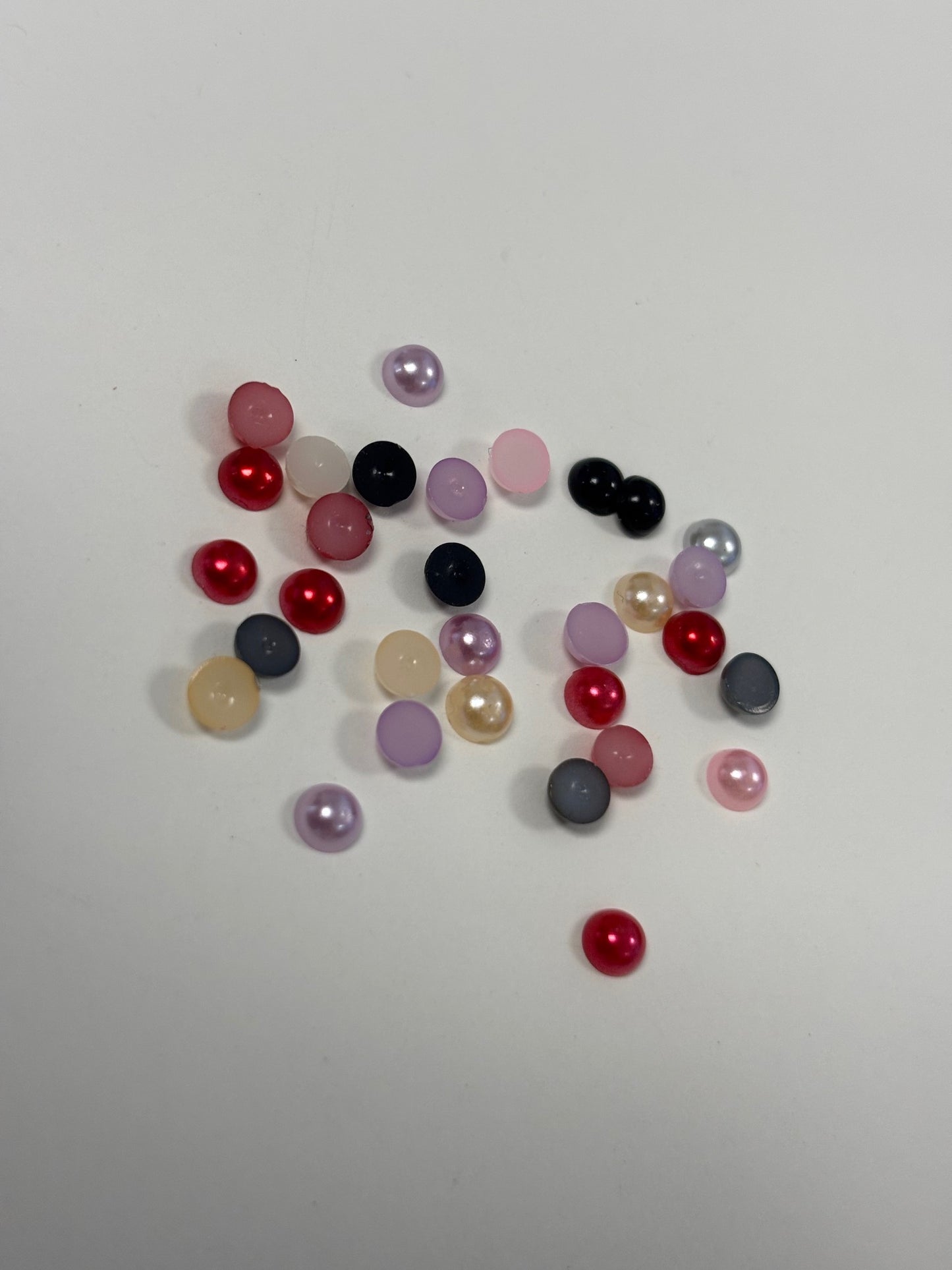 Red, Black, Purple Mix Pearl Charms 30 pc 4mm