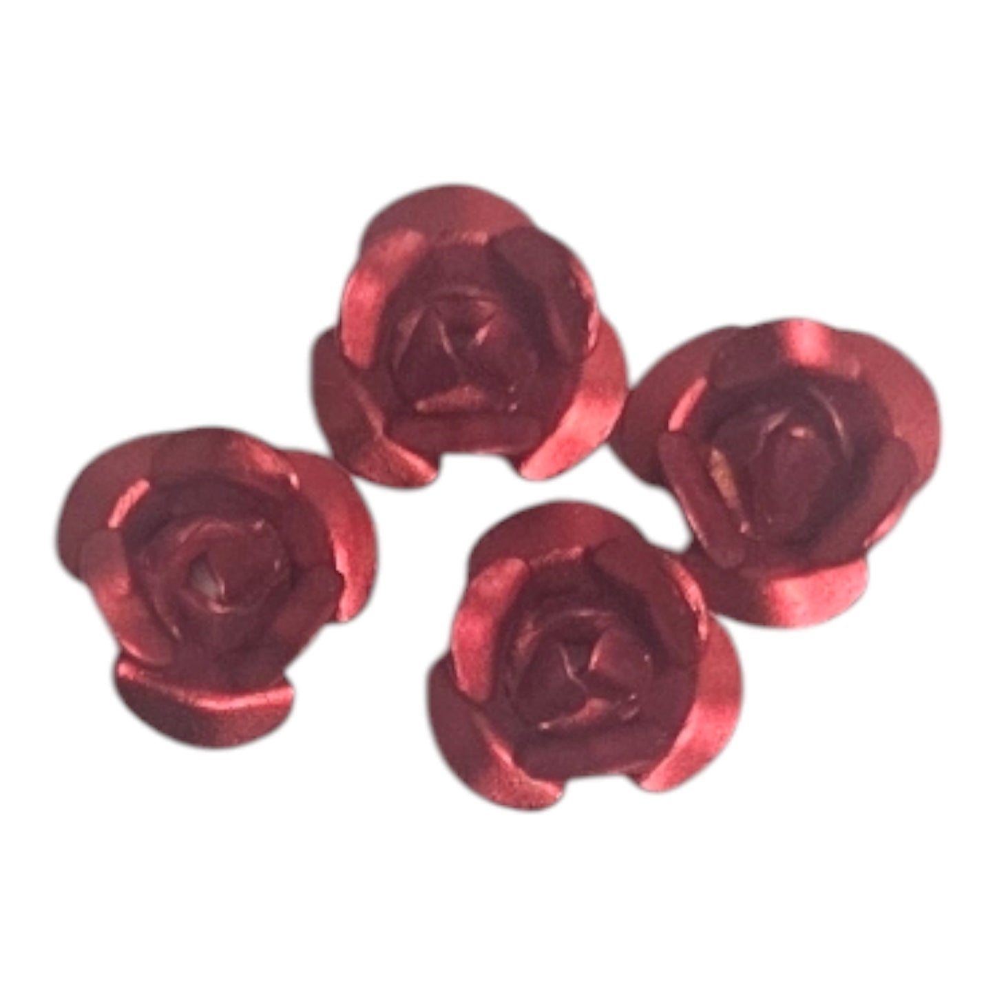 Metal Rose Charms Red 4pc