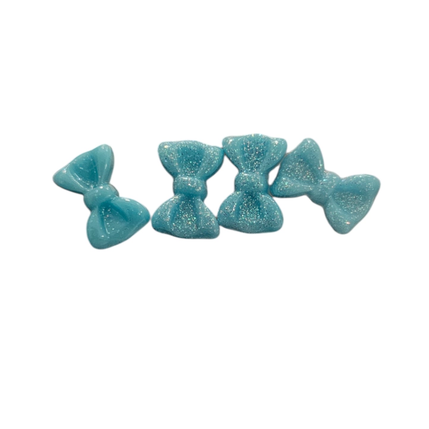 Glitter Bow Charms Lt Blue 4pc