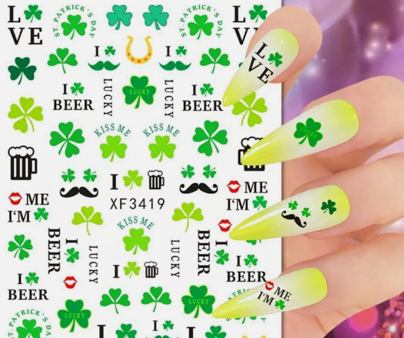 St.Patricks Day Stickers Beer/Shamrocks XF3419
