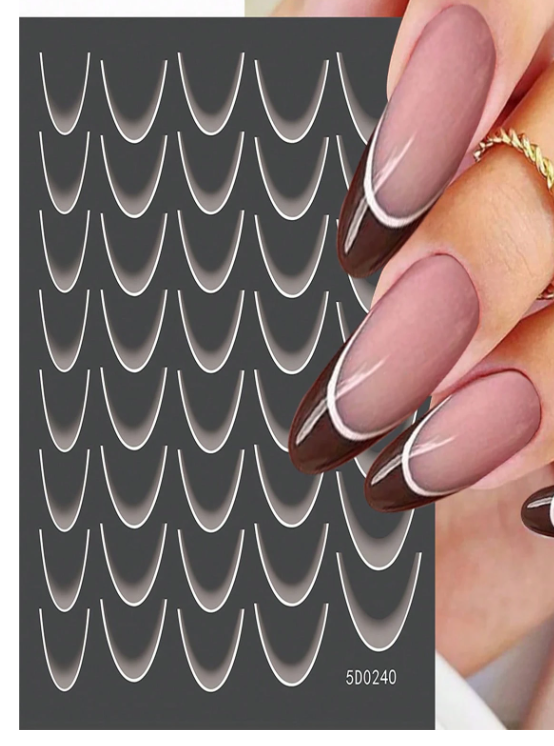 French Tip Stickers Gradient White 5D0240