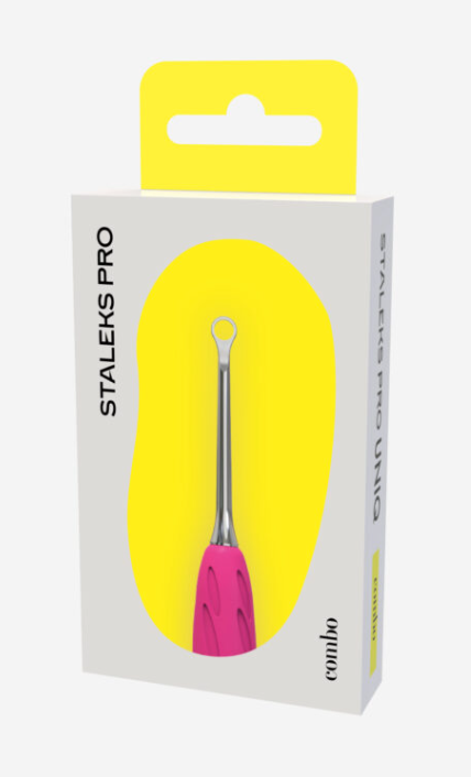 PQ-11/2 Poussoir manucure avec manche en silicone « Gummy » UNIQ 11 TYPE 2 (poussoir incliné + anneau)