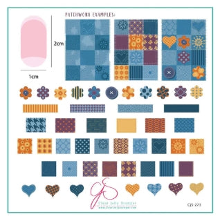 Steel Stamping Plate (8cm x 8cm) Denim Patchwork (CjS-273)