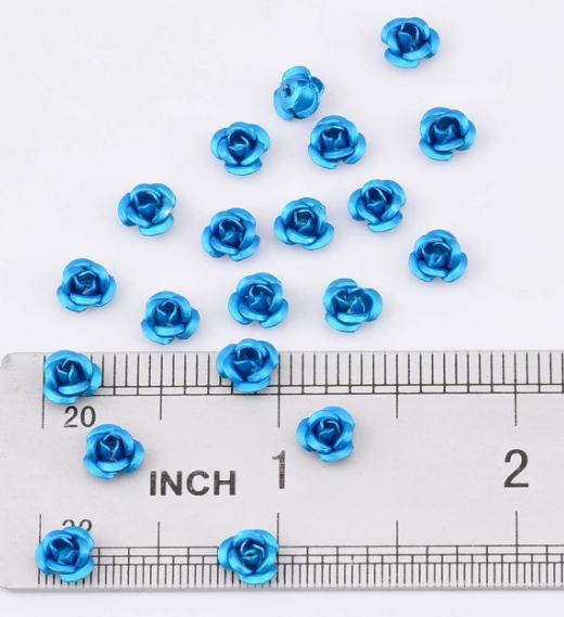 Metal Rose Charms Blue 4pc
