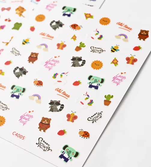 Animal Stickers Raccoon/Elephant C4005