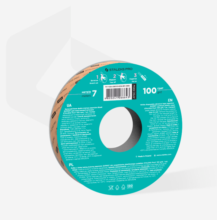 White Disposable Abrasive Tape PapmAm Expert Without Case 100 Grit ATSC-100W (80 FILES)