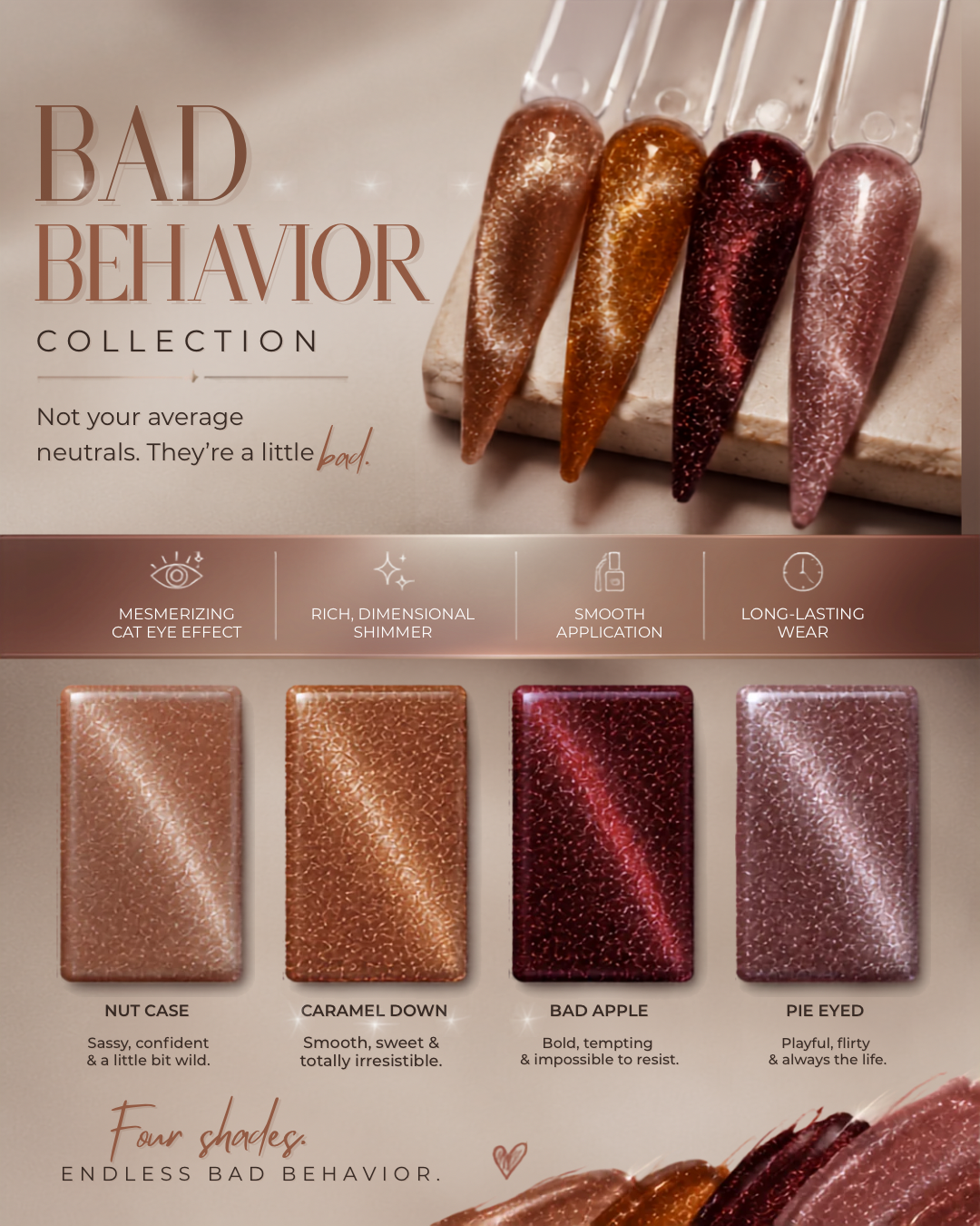PRE-ORDER Bad Behaviour Collection cat Eye (4pcs) 15ml HEMA FREE