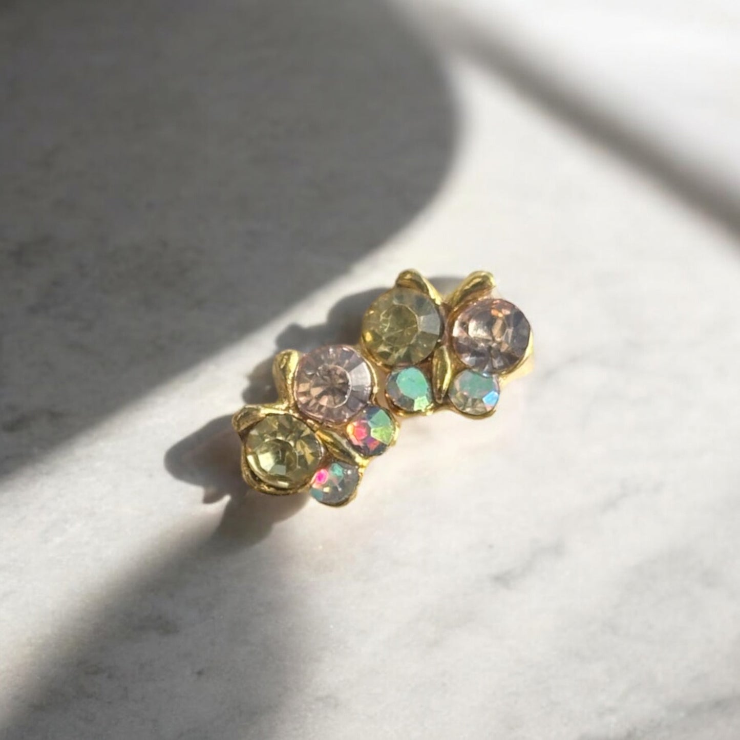 Butterfly Charms Gold Pink/Yellow Diamond