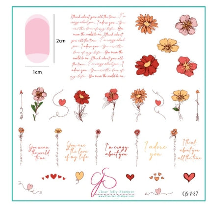 Steel Stamping Plate (8 x 8) CJSV-37 Love Notes