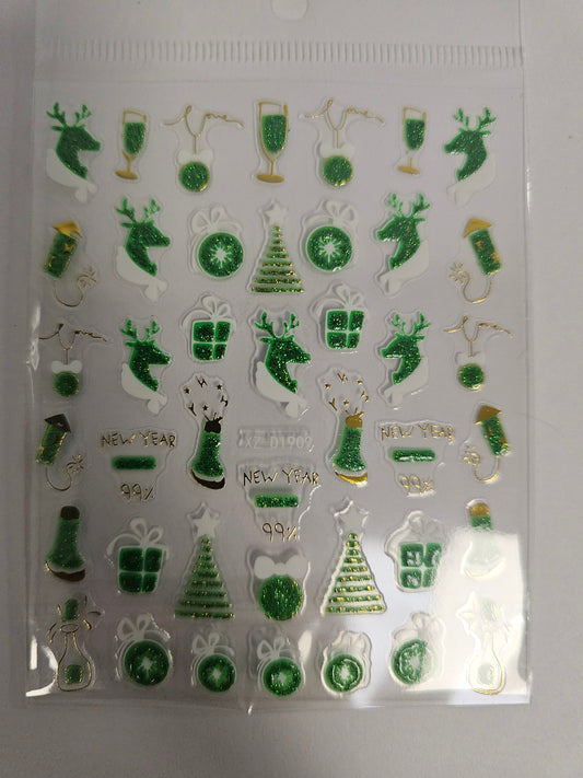 Christmas Stickers Green XZ-D1909