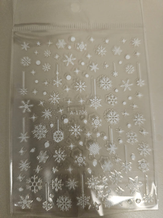 Christmas Stickers A-1706 White Snowflake