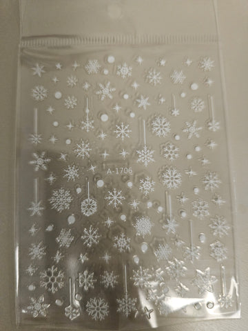 Christmas Stickers A-1706 White Snowflake