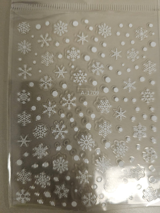 Christmas Stickers A-1709 White Snowflake