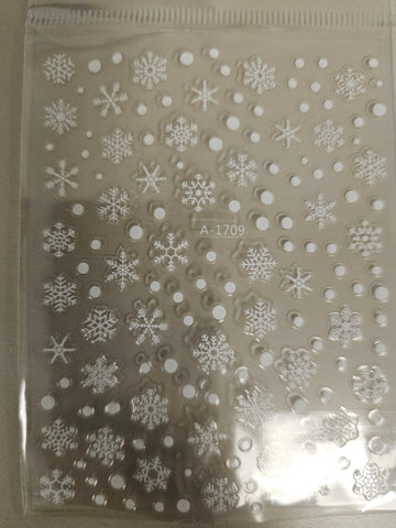 Christmas Stickers A-1709 White Snowflake