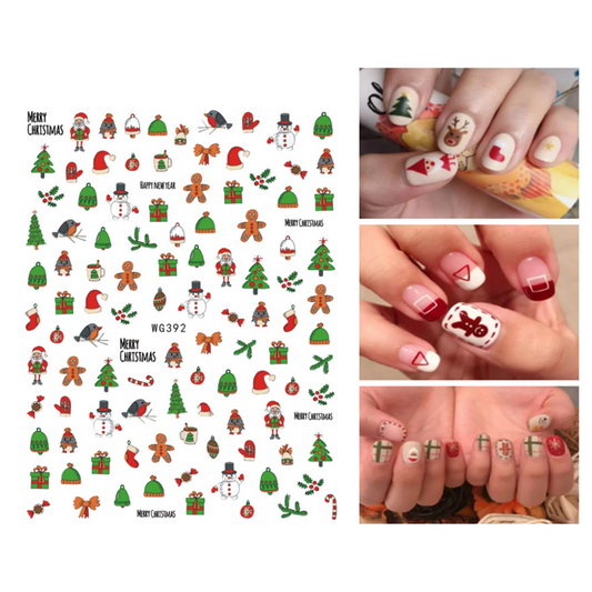 Christmas Trees, Gifts, Snowman, hats Stickers WG392