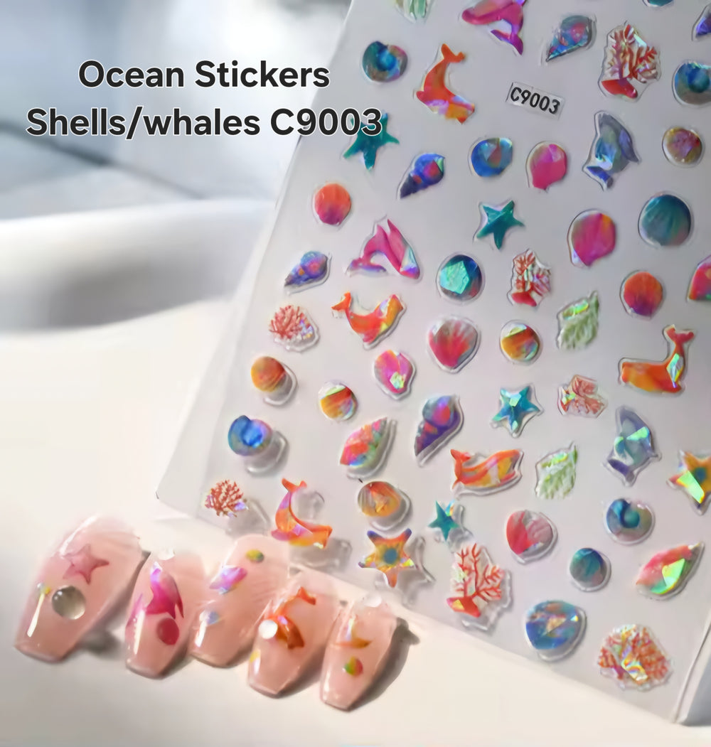 Ocean Stickers Shells/Whales C9003