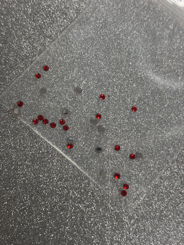 30pc Red Nail crystals 2mm