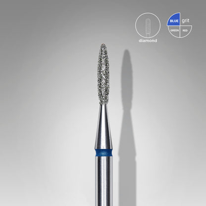 FA11B016/8 Diamond nail drill bit, “flame”, blue, head diameter 1.6 mm/ working part 8 mm