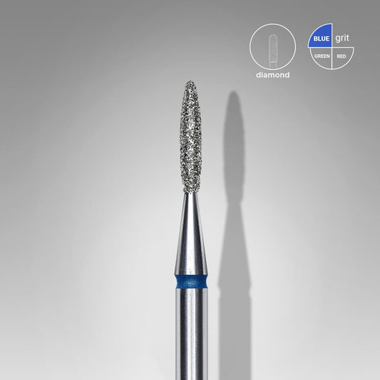 FA11B016/8 Diamond nail drill bit, “flame”, blue, head diameter 1.6 mm/ working part 8 mm