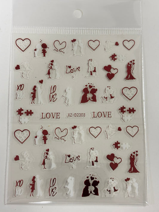 Valentines Stickers Metallic XZ-D2303