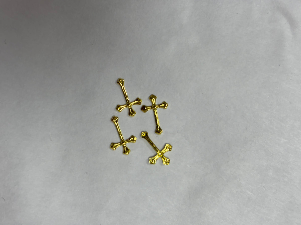 Metal Charms Gold Crosses 4pc #1