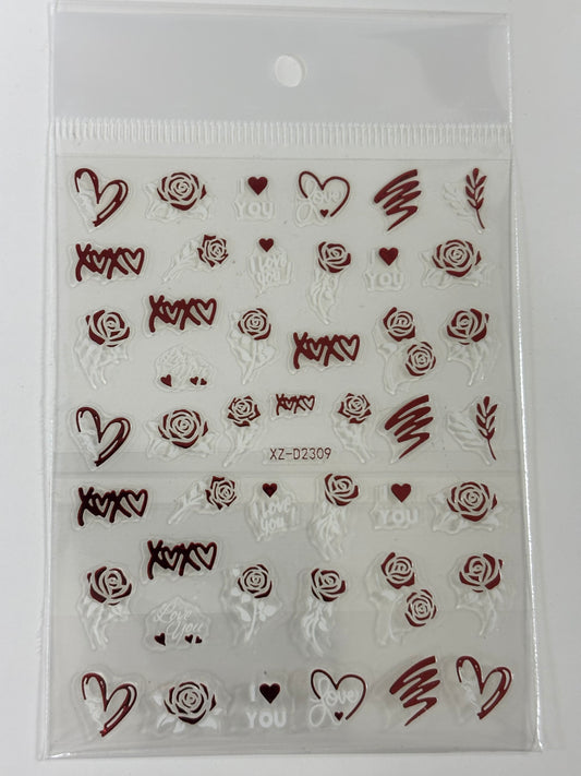 Stickers Metallic Roses XZ-D2309