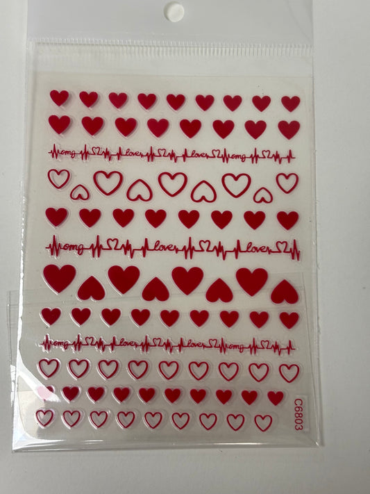 Valentines Stickers Hearts C6803