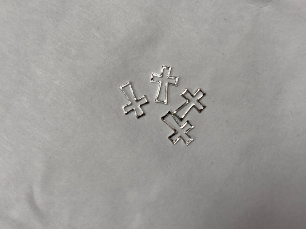 Metal Charms Silver Crosses 4pc #6