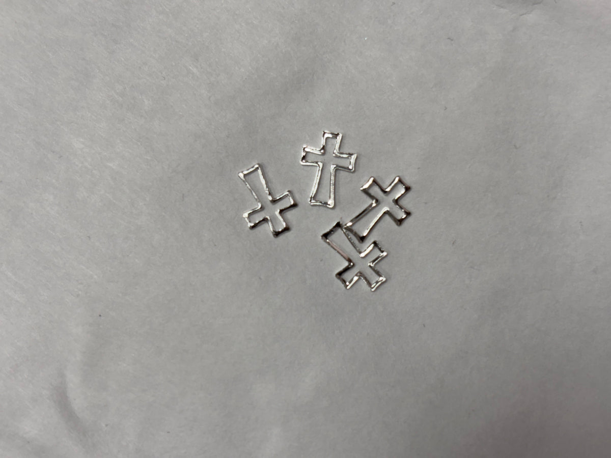 Metal Charms Silver Crosses 4pc #6