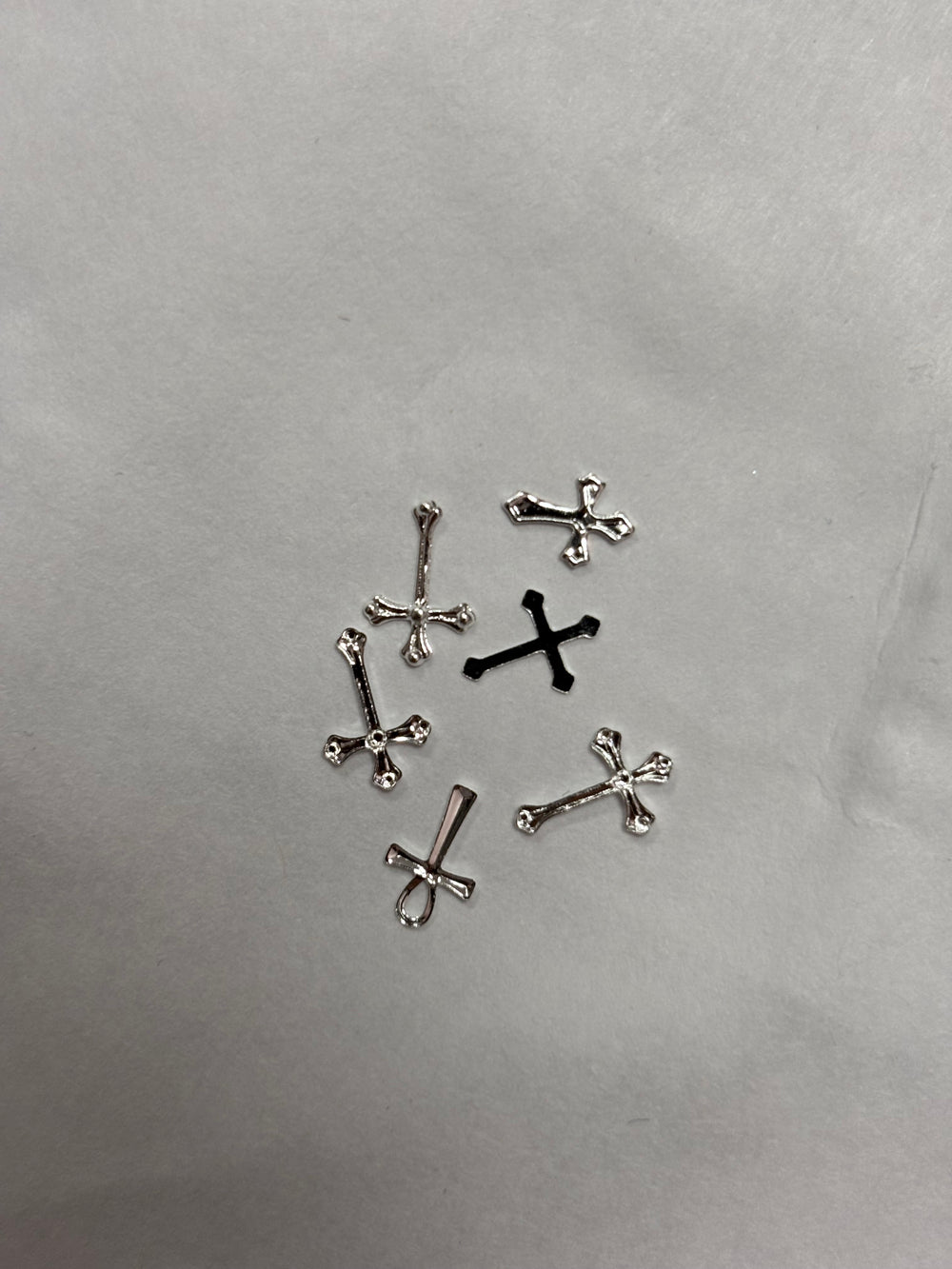 Metal Charms Silver Crosses Mix 5pc #1