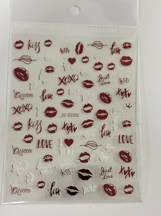 Valentines Stickers Metallic XZ-D2302 Lips