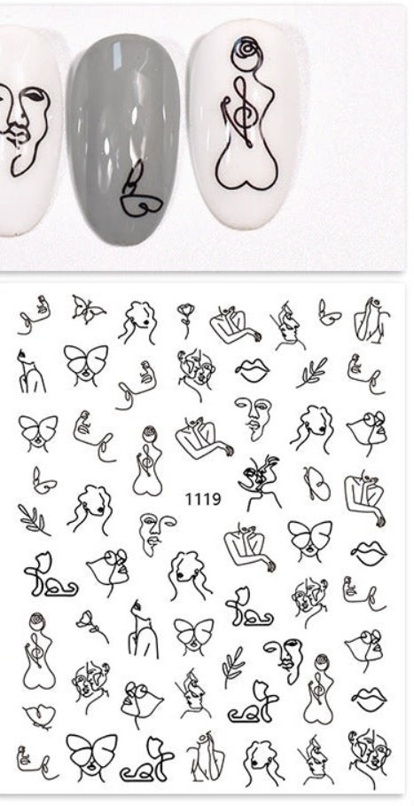 Abstract face stickers Black JO1119
