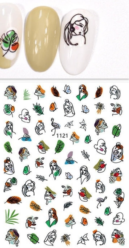 Abstract face stickers 1121