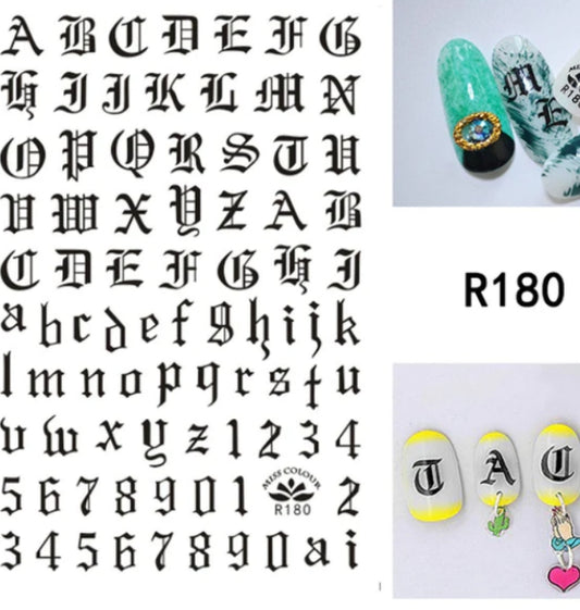 Alphabet stickers black R180