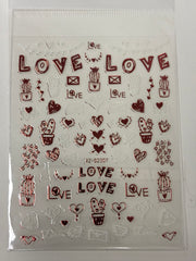 Valentines Stickers Metallic XZ-D2307