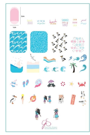 Plaque d'estampage en acier (14 cm x 9 cm) CJS- 159 Beach Day !