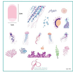 Plaque d'estampage en acier (8 x 8) Mer fleurie (CjS-199)
