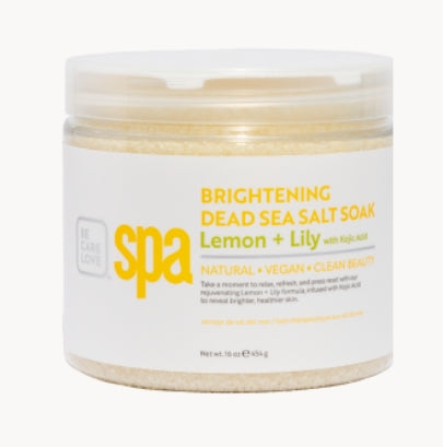 Citron éclaircissant + lys avec bain de sel de la mer Morte à l'acide kojique 16 oz