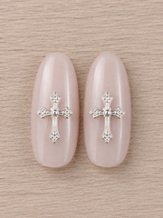 Cross Nail Gems #4 silver 2PCS