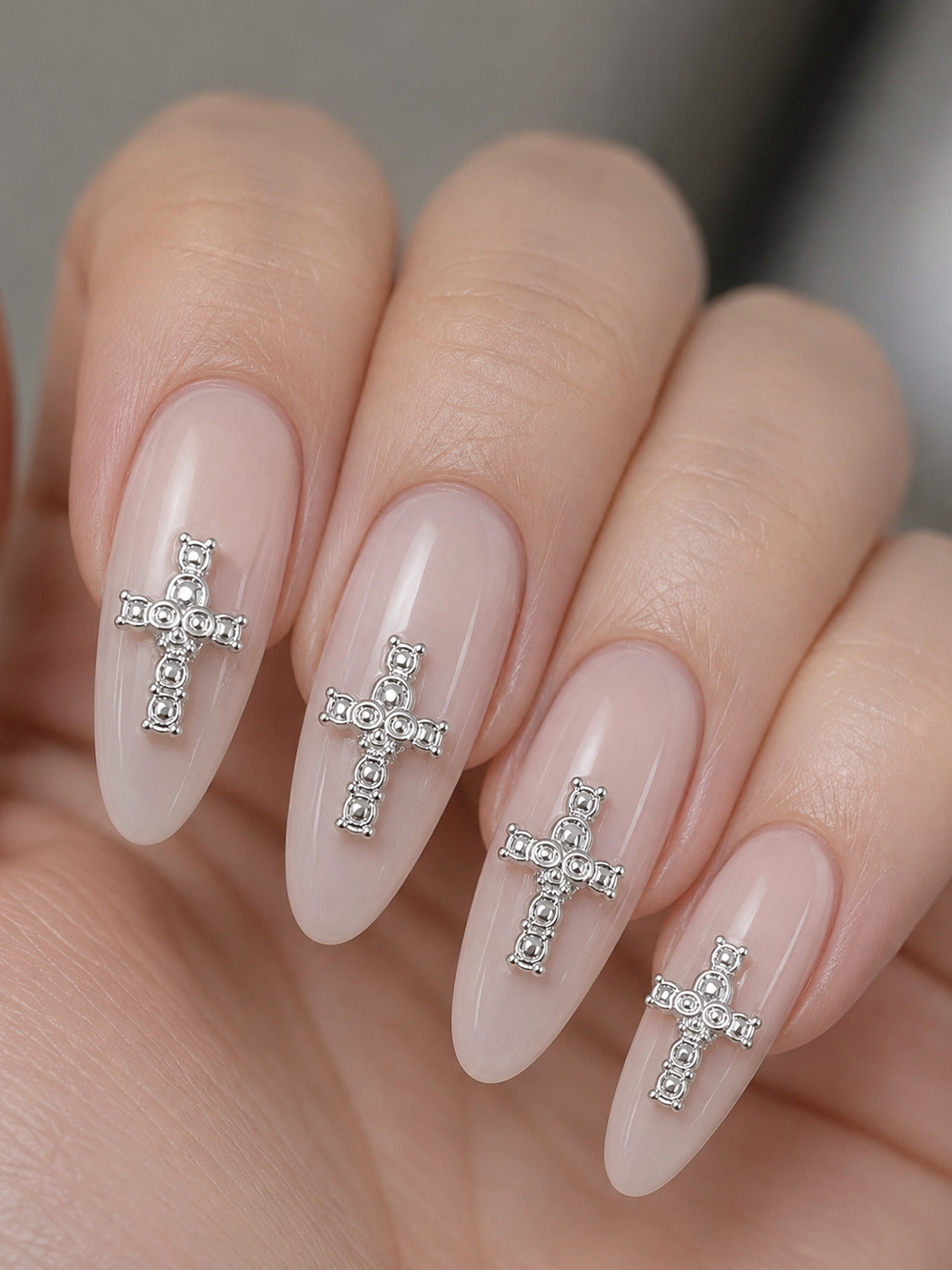 Cross Nail Gems #10 silver 2PCS