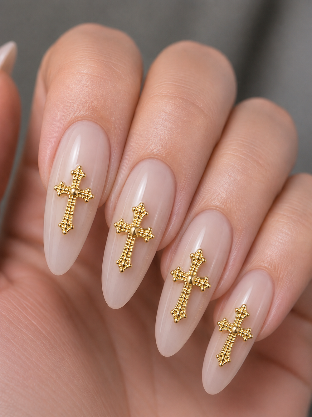 Cross Nail Gems #2 gold 2PCS