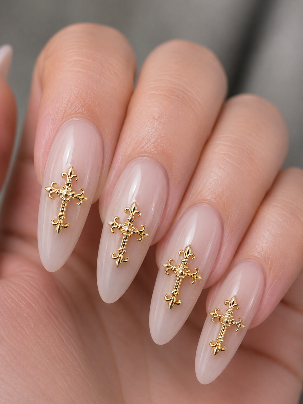 Cross Nail Gems #3 gold 2PCS
