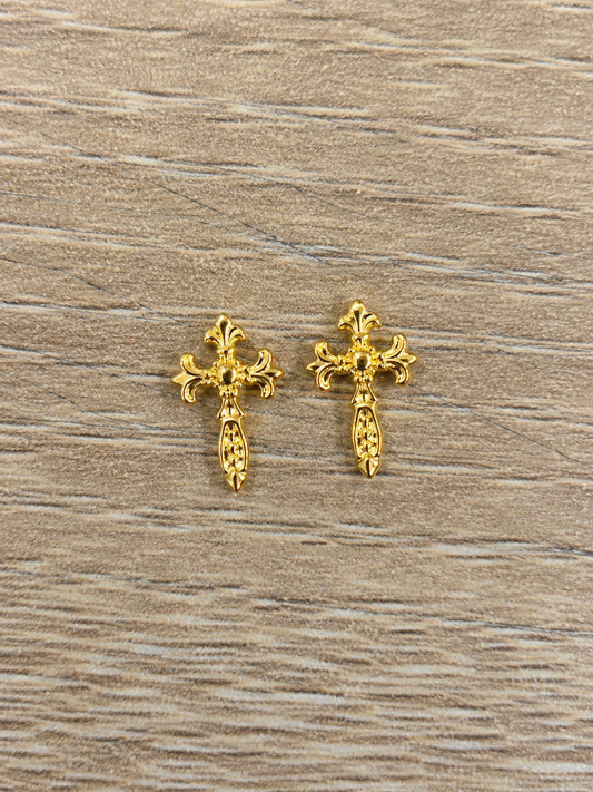Cross Nail Gems #4 gold 2PCS