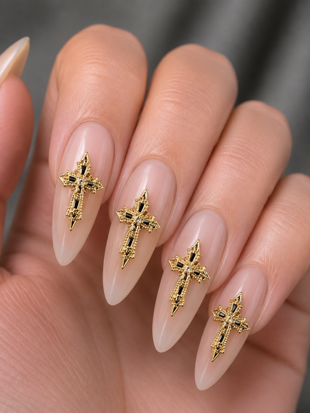 Cross Nail Gems #5 gold 2PCS