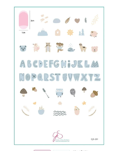 Alphabet – Bubble Letter Forest (CjS-231) Steel Nail Art Stamping Plate (14cm x 9cm)