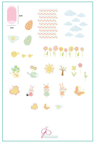 Steel Stamping Plate (14cm x 9cm) CjS-H-16 Hop Into Spring