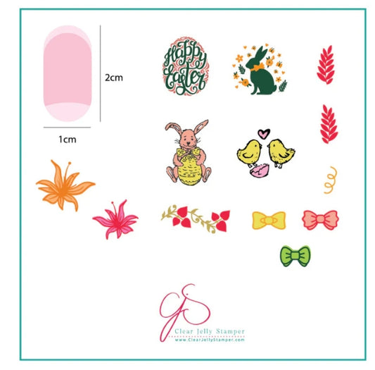 Bitty Bunnies n Blooms (CjSH-10) Plaques d’estampage en acier (6 cm x 6 cm)